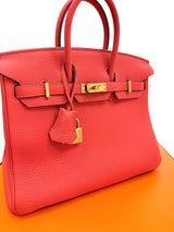 Hermes Birkin 25 Orange Poppy Togo Leather Turn-Lock Closure With Gold Hardware