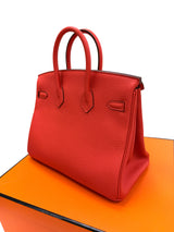 Hermes Birkin 25 Orange Poppy Togo Leather Turn-Lock Closure With Gold Hardware
