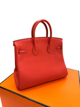 Hermes Birkin 25 Orange Poppy Togo Leather Turn-Lock Closure With Gold Hardware