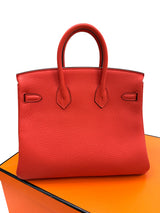 Hermes Birkin 25 Orange Poppy Togo Leather Turn-Lock Closure With Gold Hardware