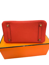 Hermes Birkin 25 Orange Poppy Togo Leather Turn-Lock Closure With Gold Hardware