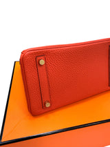 Hermes Birkin 25 Orange Poppy Togo Leather Turn-Lock Closure With Gold Hardware