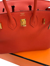 Hermes Birkin 25 Orange Poppy Togo Leather Turn-Lock Closure With Gold Hardware