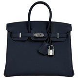 Hermès Birkin 25 Bleu Nuit Togo Leather With Palladium Hardware