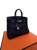 Hermès Birkin 25 Bleu Nuit Togo Leather With Palladium Hardware