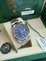 Rolex Datejust 41mm Blue Dial Smooth Bezel Oyster Bracelet Steel Watch 126300