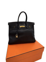 Hermès Birkin 35 Black De Coromandel Chevre Leather With Gold Hardware