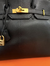 Hermès Birkin 35 Black De Coromandel Chevre Leather With Gold Hardware