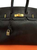 Hermès Birkin 35 Black De Coromandel Chevre Leather With Gold Hardware