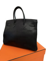 Hermès Birkin 35 Black De Coromandel Chevre Leather With Gold Hardware