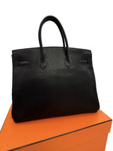 Hermès Birkin 35 Black De Coromandel Chevre Leather With Gold Hardware