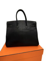 Hermès Birkin 35 Black De Coromandel Chevre Leather With Gold Hardware