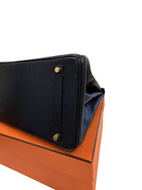 Hermès Birkin 35 Black De Coromandel Chevre Leather With Gold Hardware
