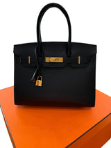 Hermès Birkin 30 Sellier Black Madame Leather With Gold Hardware Handbag