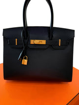 Hermès Birkin 30 Sellier Black Madame Leather With Gold Hardware Handbag