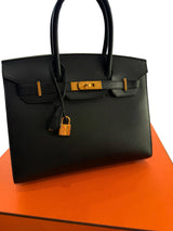 Hermès Birkin 30 Sellier Black Madame Leather With Gold Hardware Handbag
