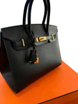 Hermès Birkin 30 Sellier Black Madame Leather With Gold Hardware Handbag