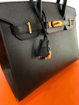 Hermès Birkin 30 Sellier Black Madame Leather With Gold Hardware Handbag