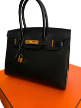 Hermès Birkin 30 Sellier Black Madame Leather With Gold Hardware Handbag