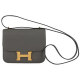 Hermes Mini Constance 18 Cross Body Gris Meyer Epsom Leather With Gold Hardware