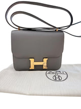 Hermes Mini Constance 18 Cross Body Gris Meyer Epsom Leather With Gold Hardware