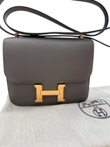 Hermes Mini Constance 18 Cross Body Gris Meyer Epsom Leather With Gold Hardware
