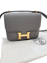 Hermes Mini Constance 18 Cross Body Gris Meyer Epsom Leather With Gold Hardware