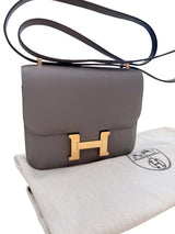 Hermes Mini Constance 18 Cross Body Gris Meyer Epsom Leather With Gold Hardware