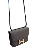 Hermes Mini Constance 18 Cross Body Gris Meyer Epsom Leather With Gold Hardware