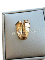 Bulgari Serpenti Viper One-Coil Ring With Pave Diamonds On Head 18K Rose Gold