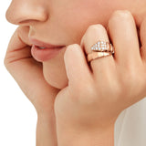 Bulgari Serpenti Viper One-Coil Ring With Pave Diamonds On Head 18K Rose Gold