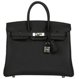 Hermes Birkin 25 Black Togo Leather With Palladium Hardware Handbag
