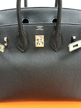 Hermes Birkin 25 Black Togo Leather With Palladium Hardware Handbag