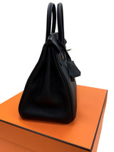 Hermes Birkin 25 Black Togo Leather With Palladium Hardware Handbag
