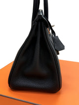 Hermes Birkin 25 Black Togo Leather With Palladium Hardware Handbag