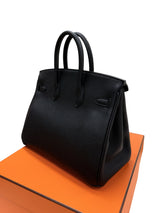 Hermes Birkin 25 Black Togo Leather With Palladium Hardware Handbag
