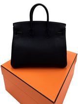 Hermes Birkin 25 Black Togo Leather With Palladium Hardware Handbag