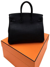 Hermes Birkin 25 Black Togo Leather With Palladium Hardware Handbag