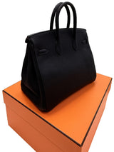 Hermes Birkin 25 Black Togo Leather With Palladium Hardware Handbag