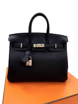 Hermes Birkin 25 Black Togo Leather With Palladium Hardware Handbag