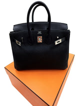 Hermes Birkin 25 Black Togo Leather With Palladium Hardware Handbag
