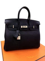 Hermes Birkin 25 Black Togo Leather With Palladium Hardware Handbag