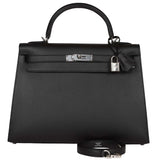 Hermès Kelly Sellier 32 Black Epsom Leather With Palladium Hardware