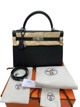 Hermès Kelly Sellier 32 Black Epsom Leather With Palladium Hardware