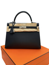 Hermès Kelly Sellier 32 Black Epsom Leather With Palladium Hardware