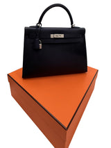 Hermès Kelly Sellier 32 Black Epsom Leather With Palladium Hardware