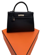 Hermès Kelly Sellier 32 Black Epsom Leather With Palladium Hardware