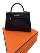 Hermès Kelly Sellier 32 Black Epsom Leather With Palladium Hardware
