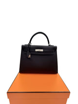 Hermès Kelly Sellier 32 Black Epsom Leather With Palladium Hardware