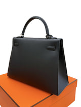 Hermès Kelly Sellier 32 Black Epsom Leather With Palladium Hardware